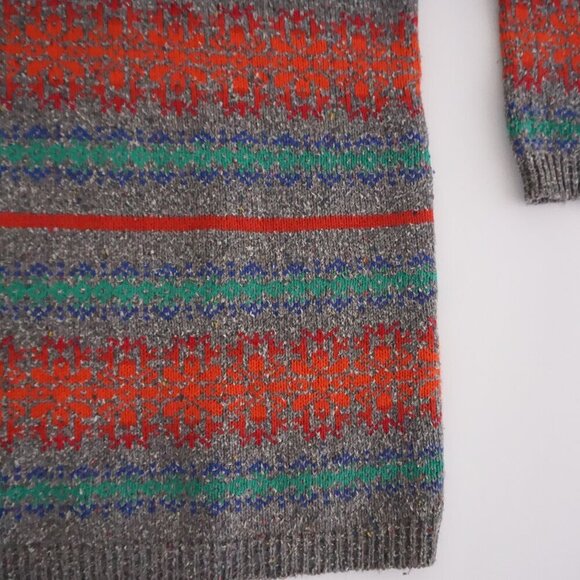 Vintage '90S Lizwear Grey Knit w Red Green Cotton Blend Mockneck Sweater M - Picture 6 of 11